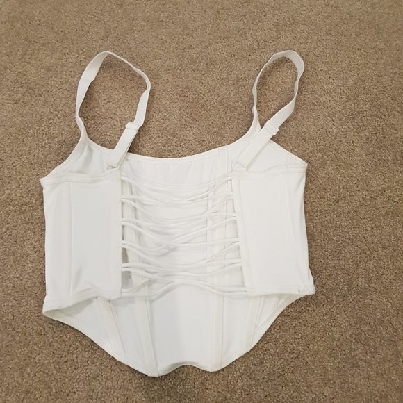 White Open-Back Corset Top - Picture 2 of 2